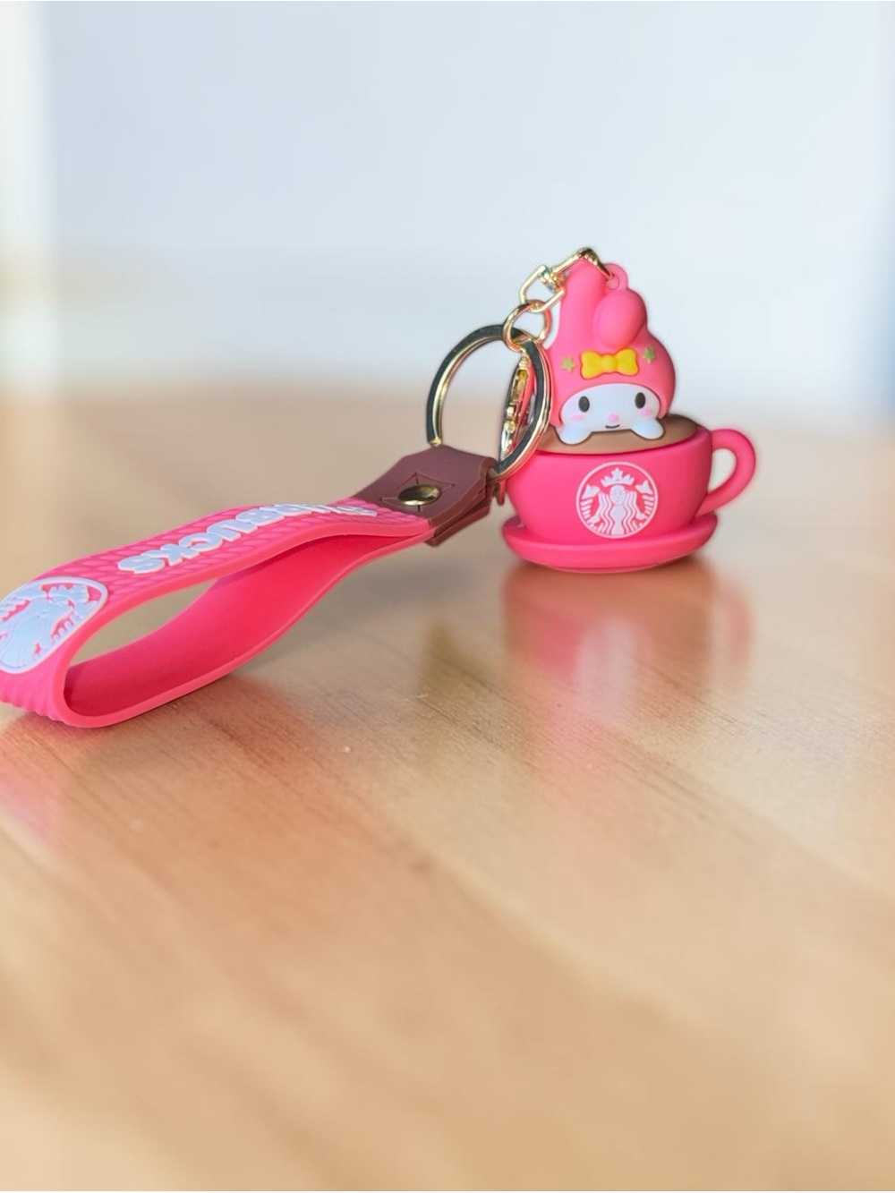 Pink Starbucks Cup Keychain with My Melody